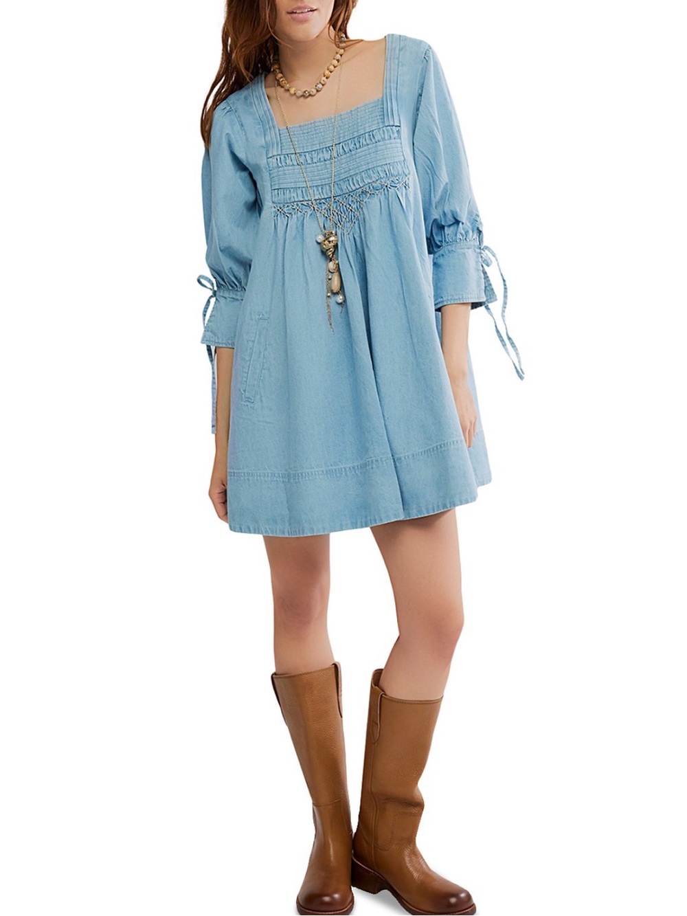 Free People Sonora Denim Mini Dress, Size XSMALL